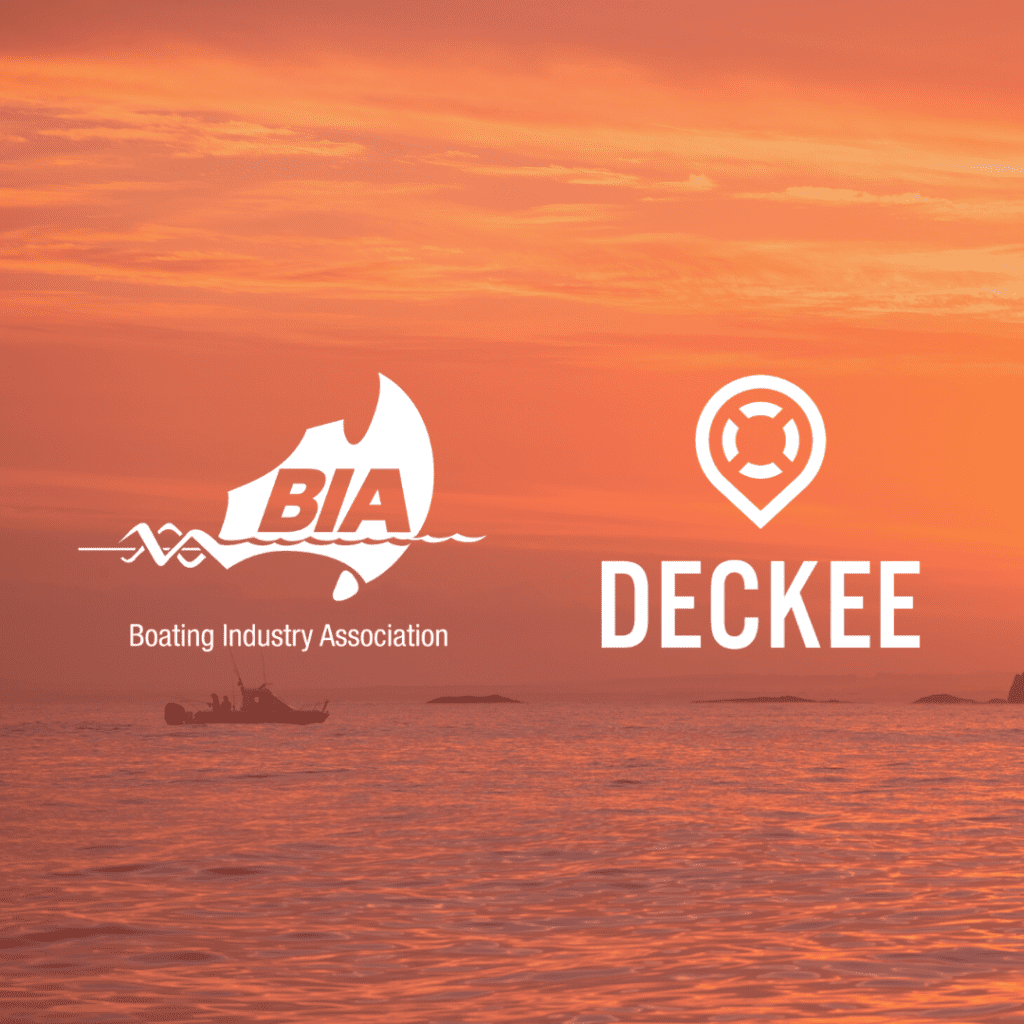 Logo of Boating Industry Association and Deckee app
