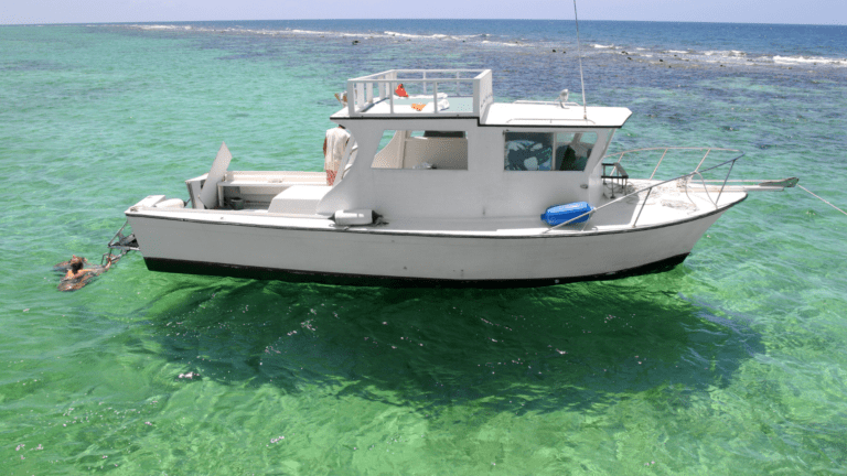 Boat anchored for snorkeling